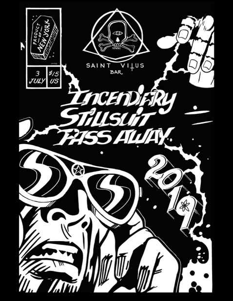 Poster for Stillsuit, Incendiary, Pass Away - Saint Vitus 2019 show.